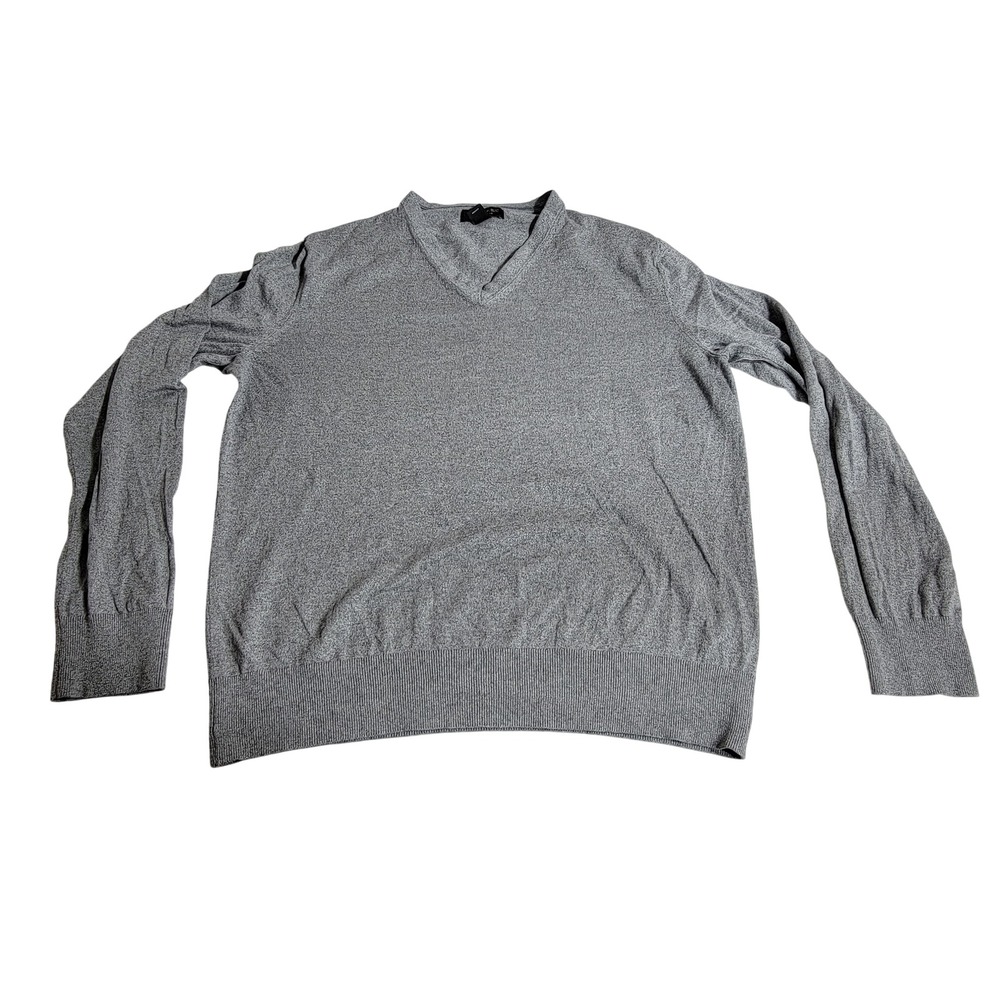 Banana Republic Mens Grey Silk Cotton Cashmere V-Neck Luxury Blend Sweater Large